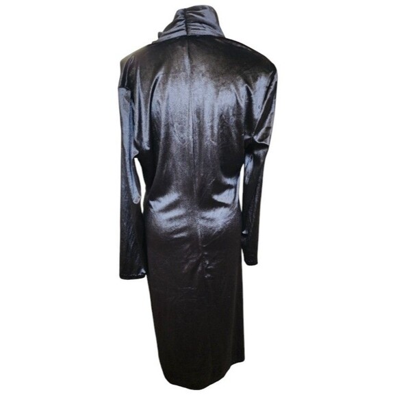 Donna Karan New York Velvet Sheath Dress Ruched Waist Size 12 Black - Picture 6 of 11